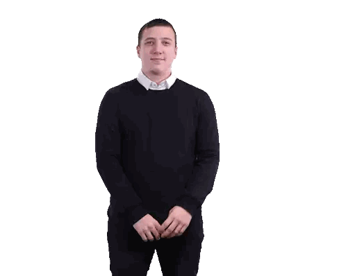 A Man In A Black Sweater And Black Pants Waves His Hand Sticker