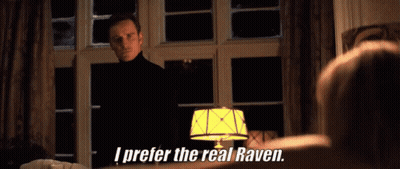 A Man In A Black Turtleneck Stands In Front Of A Lamp And Says I Prefer The Real Raven GIF