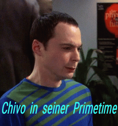 A Man In A Blue And Green Striped Shirt With The Words Chivo In Seiner Primetime GIF