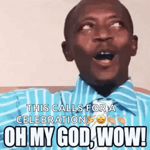 A Man In A Blue And White Striped Shirt Is Making A Surprised Face And Saying Oh My God Wow GIF