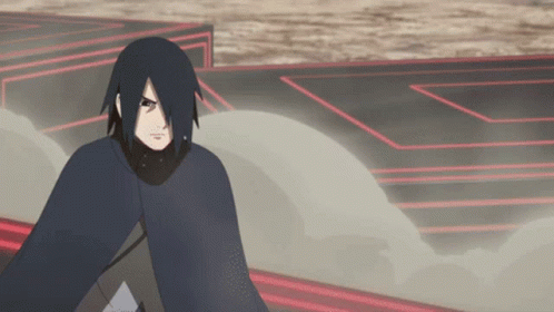 A Man In A Blue Cape Stands In Front Of A Red And Black Background GIF