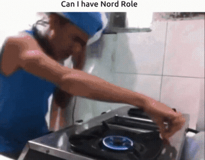 A Man In A Blue Hat Is Cooking On A Stove With The Caption " Can I Have Nord Role " GIF
