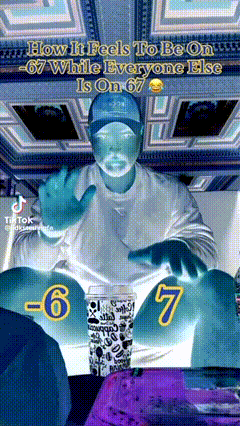 A Man In A Blue Hat Is Sitting In Front Of A Screen With The Words How It Feels To Be On 67 GIF