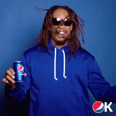 A Man In A Blue Hoodie Is Holding A Pepsi Can GIF
