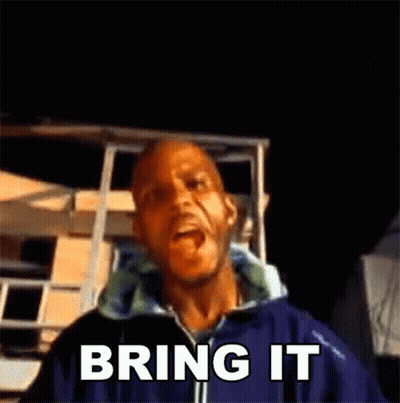 A Man In A Blue Jacket Is Saying Bring It In A Video . GIF