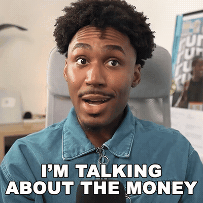 A Man In A Blue Jacket Is Talking About Money GIF