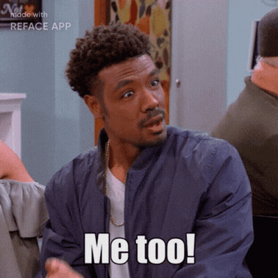 A Man In A Blue Jacket Says Me Too On A Screen GIF