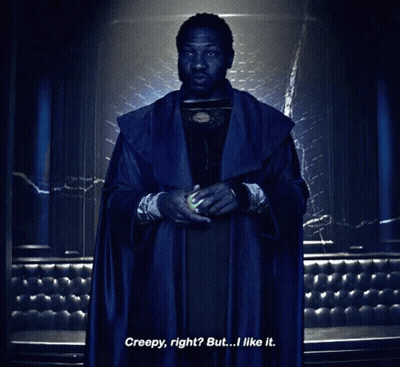 A Man In A Blue Robe Is Holding A Green Apple And Says Creepy Right But I Like It GIF