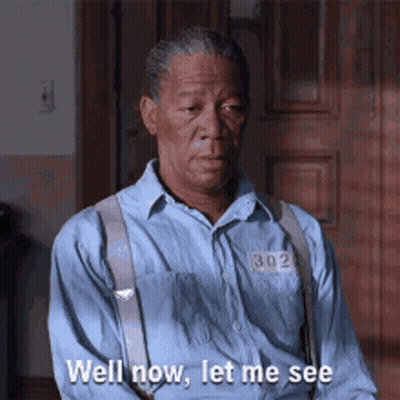 A Man In A Blue Shirt And Suspenders Says Well Now Let Me See . GIF