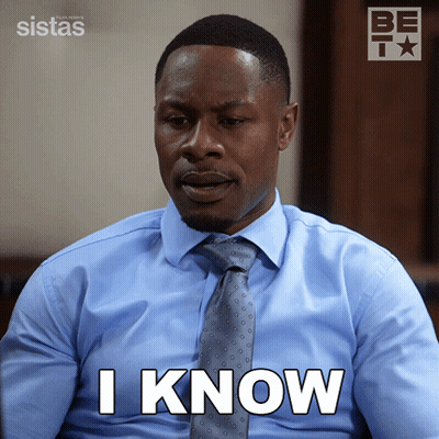 A Man In A Blue Shirt And Tie Has The Word I Know On His Face GIF