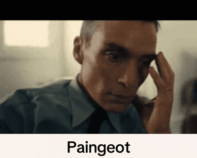 A Man In A Blue Shirt And Tie Is Holding His Hand To His Forehead With The Word Paingeot Written Below Him GIF