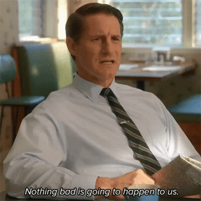 A Man In A Blue Shirt And Tie Is Saying " Nothing Bad Is Going To Happen To Us " GIF