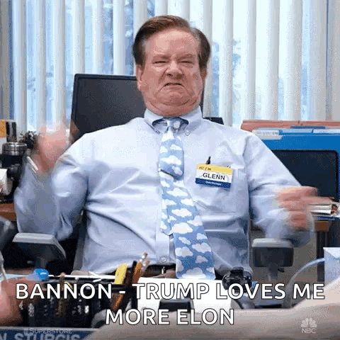 A Man In A Blue Shirt And Tie Is Sitting In An Office Chair With His Arms In The Air . GIF