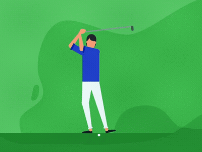 A Man In A Blue Shirt And White Pants Is Stretching His Arms GIF