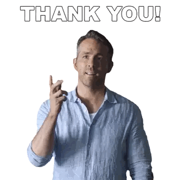 A Man In A Blue Shirt Is Giving A Thumbs Up With The Words Thank You Behind Him Sticker