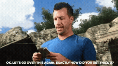 A Man In A Blue Shirt Is Holding A Cell Phone And Says " Ok Let 'S Go Over This Again GIF