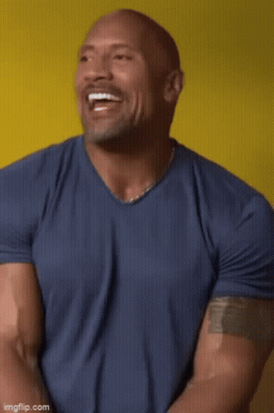A Man In A Blue Shirt Is Laughing And Saying Hey Girl !! GIF