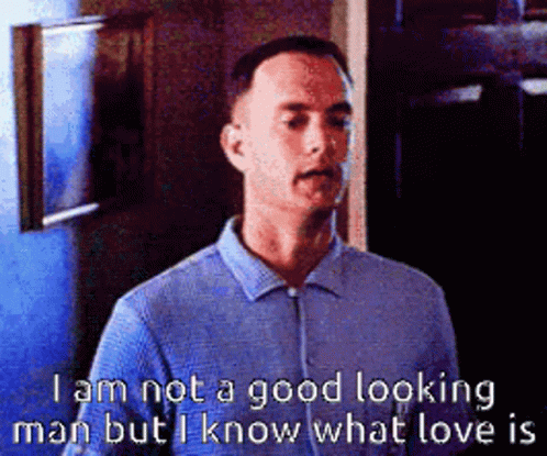 A Man In A Blue Shirt Is Saying I Am Not A Good Looking Man But I Know What Love Is .. GIF