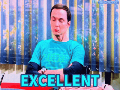 A Man In A Blue Shirt Is Sitting In Front Of A Window And The Word Excellent Is On The Screen Behind Him GIF