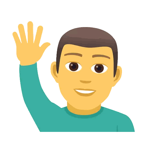 A Man In A Blue Shirt Is Waving His Hand In The Air Sticker