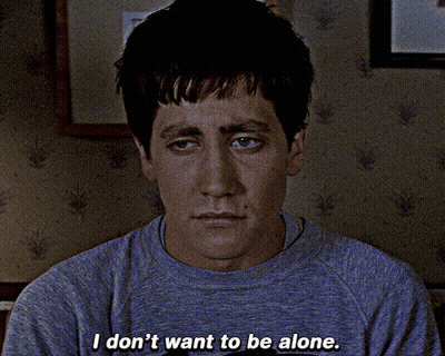 A Man In A Blue Shirt Says " I Don T Want To Be Alone " GIF