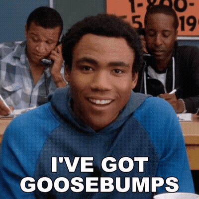 A Man In A Blue Shirt Says " I 'Ve Got Goosebumps " In A Classroom GIF