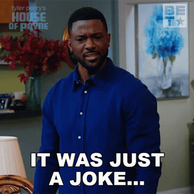 A Man In A Blue Shirt Says " It Was Just A Joke ... " GIF