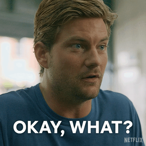 A Man In A Blue Shirt Says Okay What In White Letters GIF