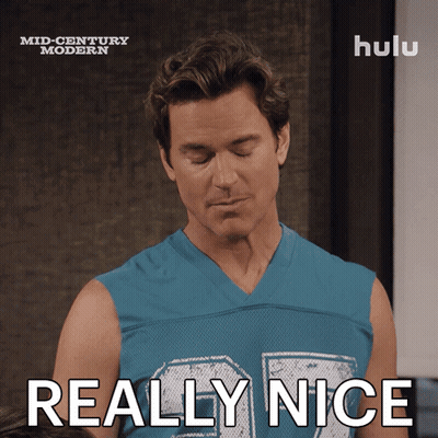 A Man In A Blue Shirt Says Really Nice In Front Of A Hulu Logo GIF