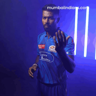 A Man In A Blue Shirt That Says Mumbai Indians GIF