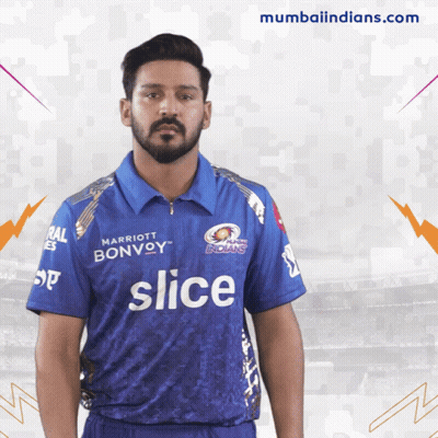 A Man In A Blue Shirt That Says Slice GIF