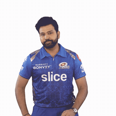 A Man In A Blue Shirt That Says Slice GIF