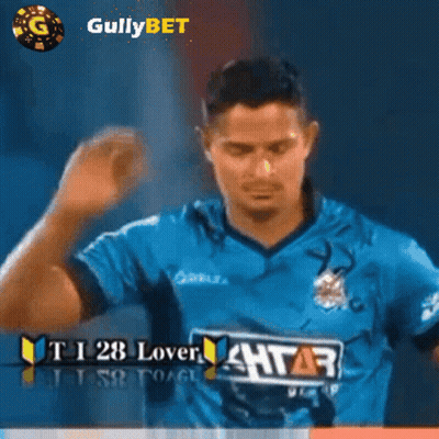 A Man In A Blue Shirt That Says T I 28 Lover GIF