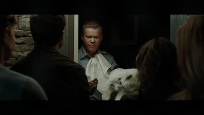 A Man In A Blue Shirt With A Name Tag That Says ' A.j. ' On It GIF