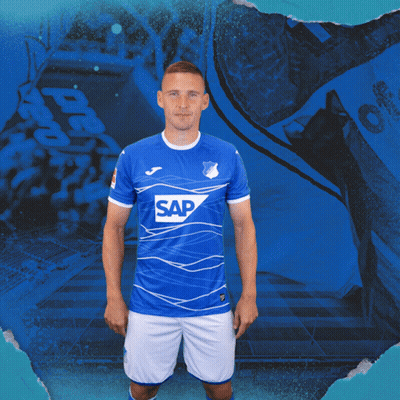 A Man In A Blue Shirt With Sap On It GIF