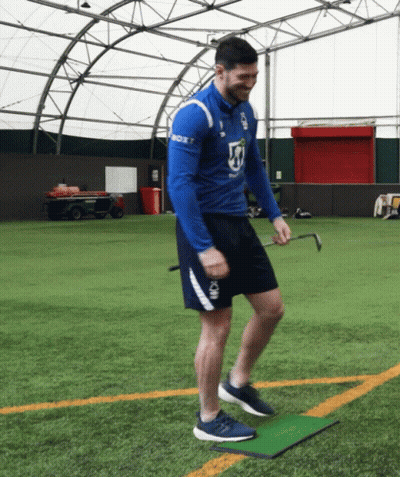 A Man In A Blue Shirt With The Word Fox On The Sleeve GIF