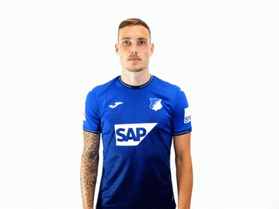 A Man In A Blue Shirt With The Word Sap On The Front GIF