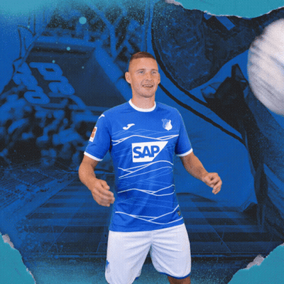 A Man In A Blue Shirt With The Word Sap On The Front GIF