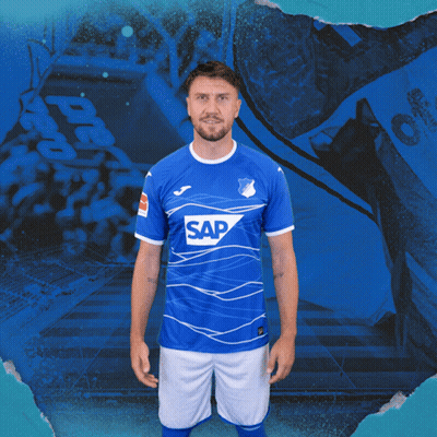 A Man In A Blue Shirt With The Word Sap On The Front GIF