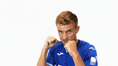 A Man In A Blue Shirt With The Word Sap On The Front GIF