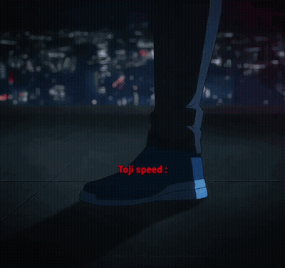 A Man In A Blue Shirt With The Word Toji Speed Written On The Bottom GIF