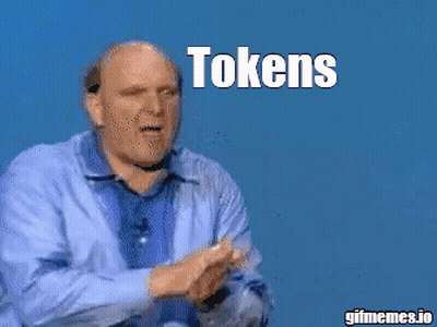 A Man In A Blue Shirt With The Words Tokens Tokens On The Top GIF
