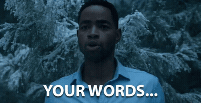 A Man In A Blue Shirt With The Words Your Words GIF