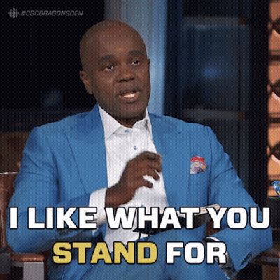 A Man In A Blue Suit And White Shirt Says I Like What You Stand For GIF