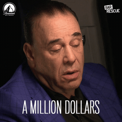 A Man In A Blue Suit Says " A Million Dollars " In Front Of A Paramount Network Logo GIF