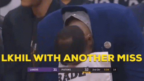 A Man In A Blue Suit Says Lkhil With Another Miss While Watching A Basketball Game GIF