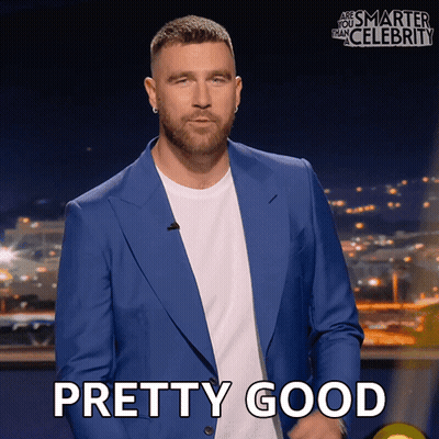 A Man In A Blue Suit Says Pretty Good On A Screen GIF