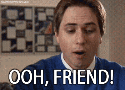A Man In A Blue Sweater Is Saying Ooh , Friend . GIF