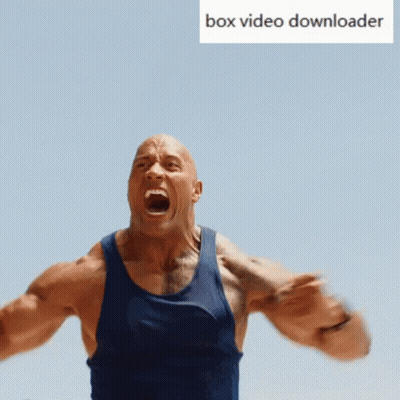 A Man In A Blue Tank Top Is Screaming In Front Of A Box Video Downloader Logo GIF