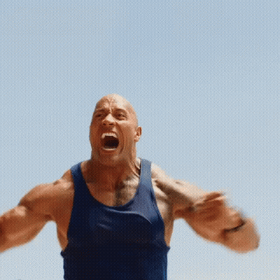 A Man In A Blue Tank Top With His Mouth Open GIF